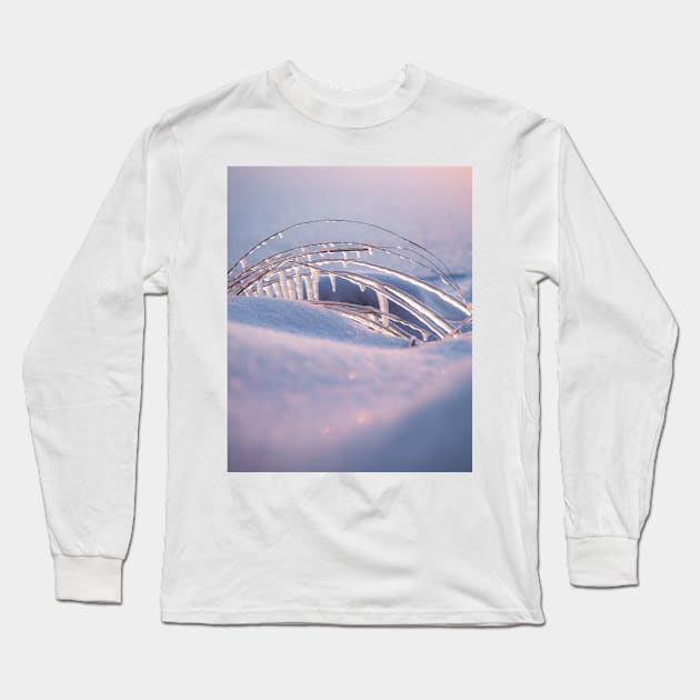 Frozen grass and snow shapes Long Sleeve T-Shirt by Juhku